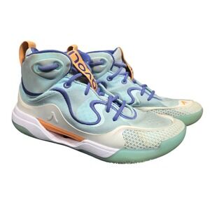 Avoli Women's MID White And Teal Size 7 Volleyball Shoes Girls Lace Up Sneakers